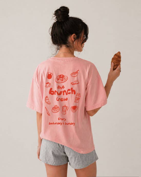 T-Shirt The Brunch Crew, bubble pink