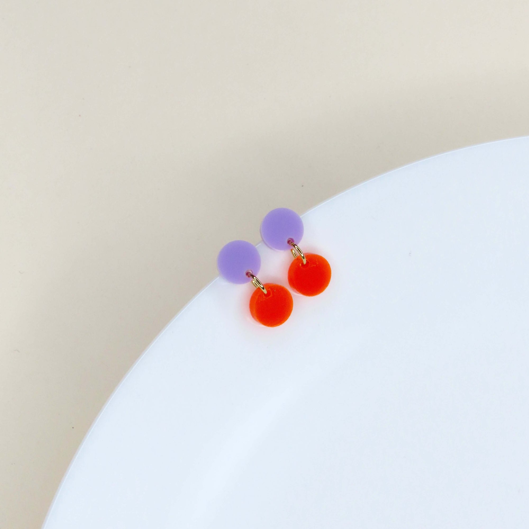 Ohrringe Dotty, flieder-neonorange
