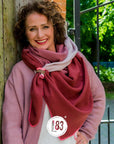 Musselinschal, rot-lila-Töne
