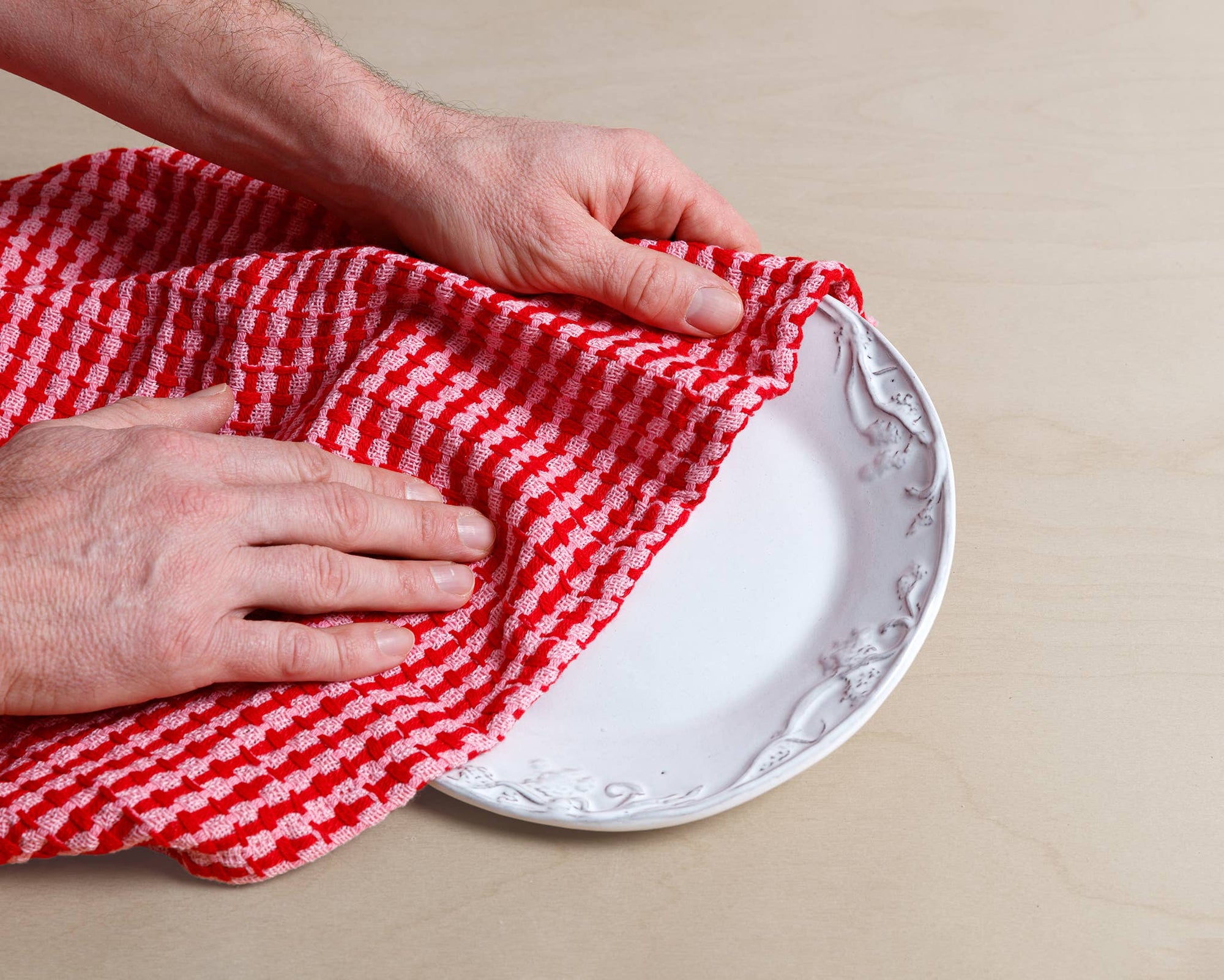 Geschirrtuch 2er-Set rot rosa, 50x70cm
