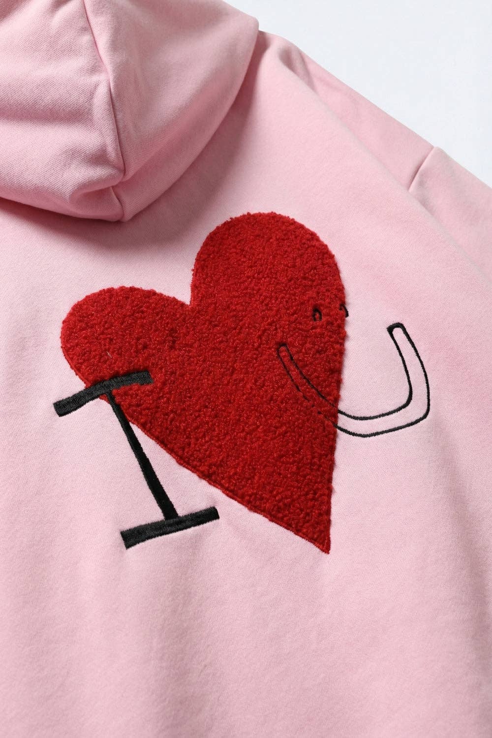 Hoodie mit Bouclé-Herz rosa, One Size