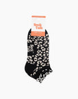 Knöchelsocken mit Leopardenmuster und Rüschen schwarz-beige, One Size 36-40