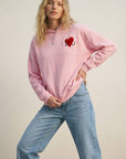 Hoodie mit Bouclé-Herz rosa, One Size