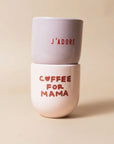 Tasse COFFEE FOR MAMA hellrosa-bordeaux, 8x8x8 cm