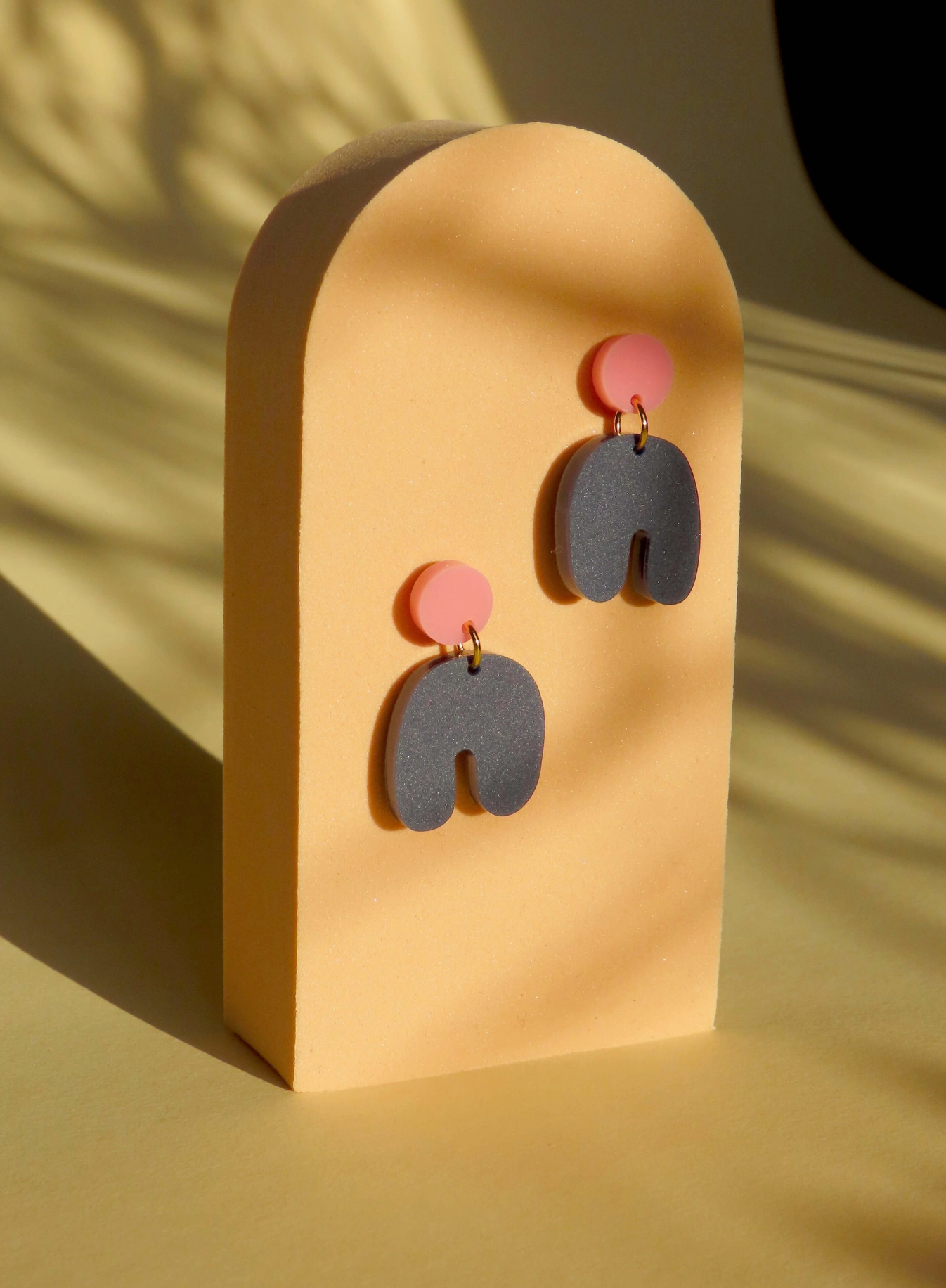 Ohrringe Arch Bogen, rosa-dunkelblau