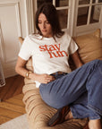 T-Shirt stay fun weiss-rot