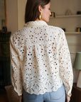 Bluse mit Stickerei, creme