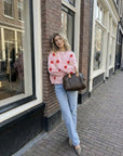 Cardigan gepunktet rosa-rot, One Size