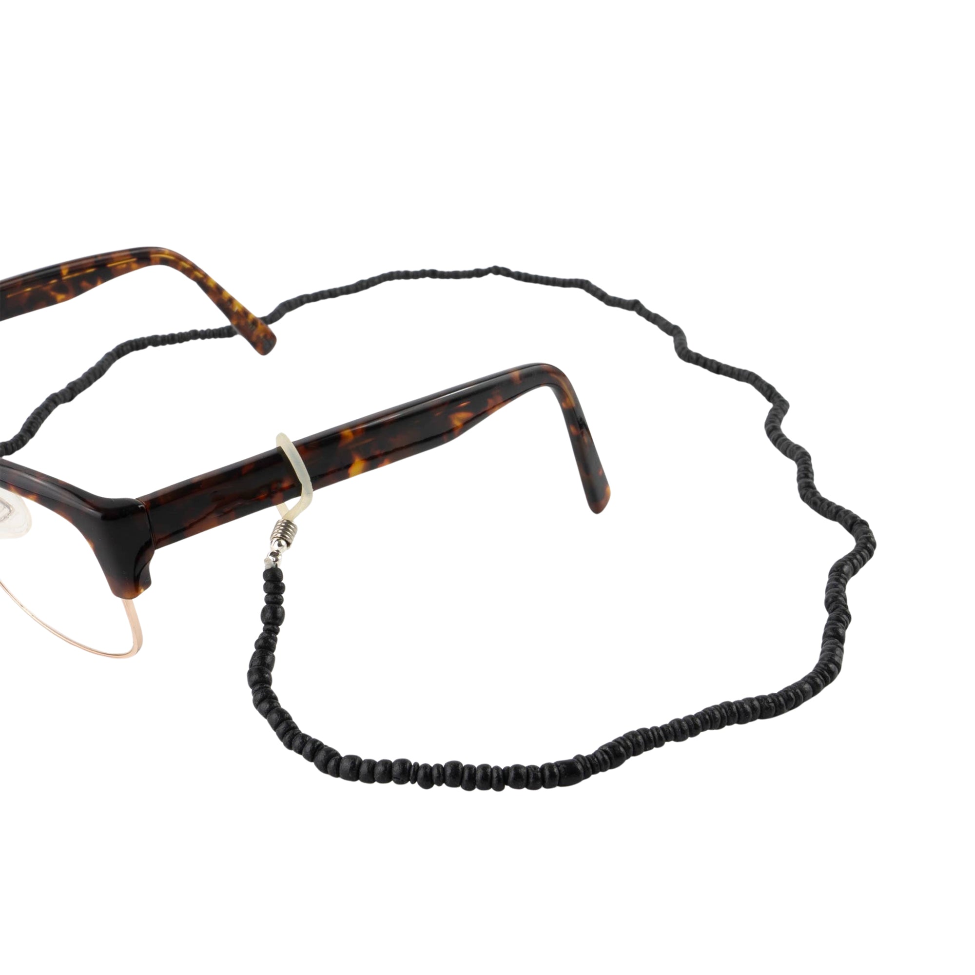 Holzperlen-Brillenkette Pecatu, schwarz