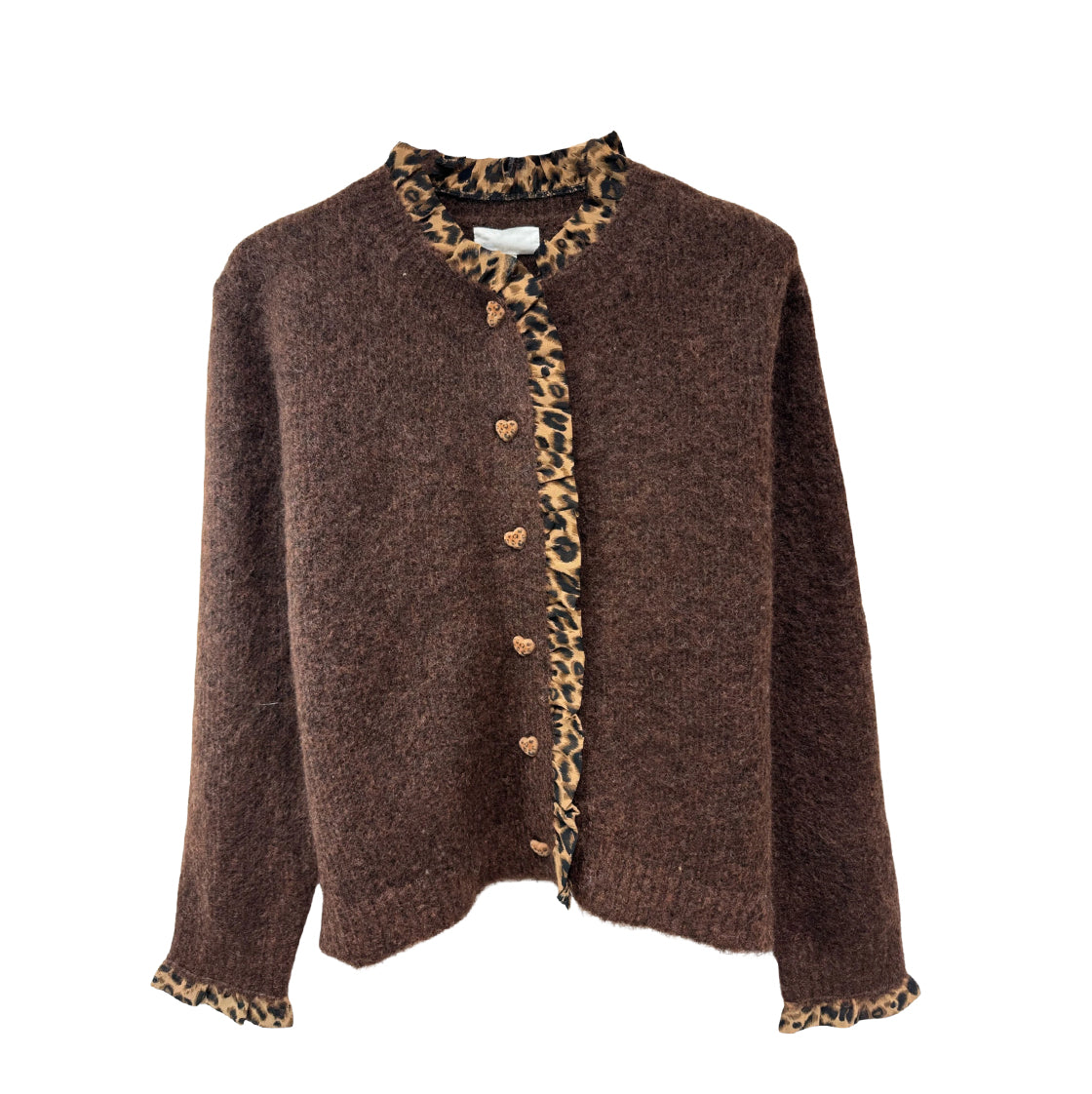 Strickjacke mit Leo-Details braun, One Size