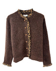 Strickjacke mit Leo-Details braun, One Size
