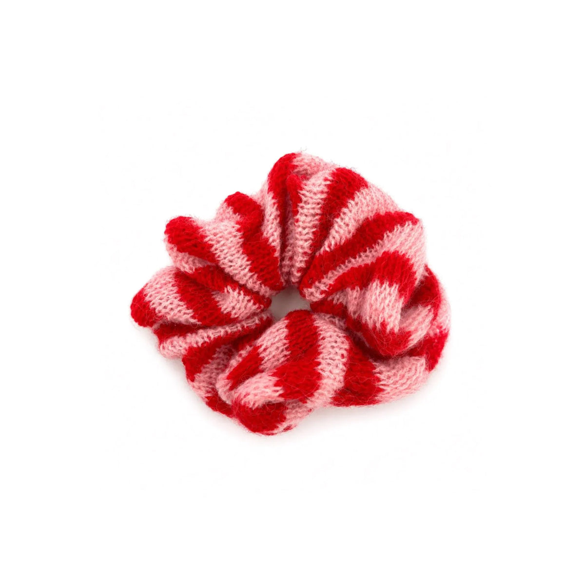 Haargummi gestrickt Streifen rosa-rot