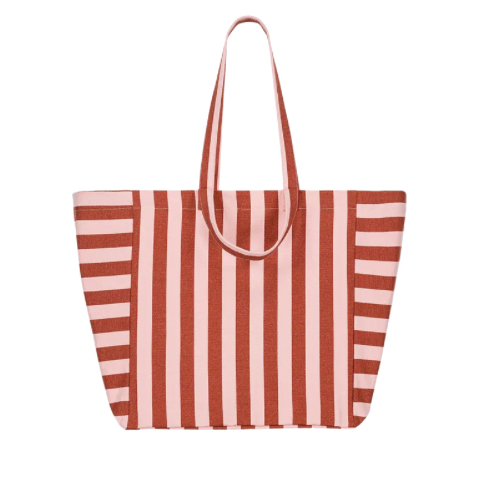 Tasche gestreift ziegel-marshmallow, 50x34x62 cm