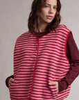 Teddy Weste mit Knöpfen gestreift rot-rosa, One Size