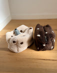 Teddy-Kosmetiktasche Punkte beige-braun, ca. 17x11x10 cm