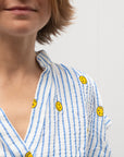 Kurzarm-Top Smiley weiss-hellblau gestreift, One Size