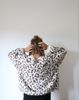 Strickjacke Leopardenmuster rohweiss/taupe One Size