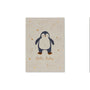 Postkarte Hello Baby - Pinguin weiss mit Kupferfolie