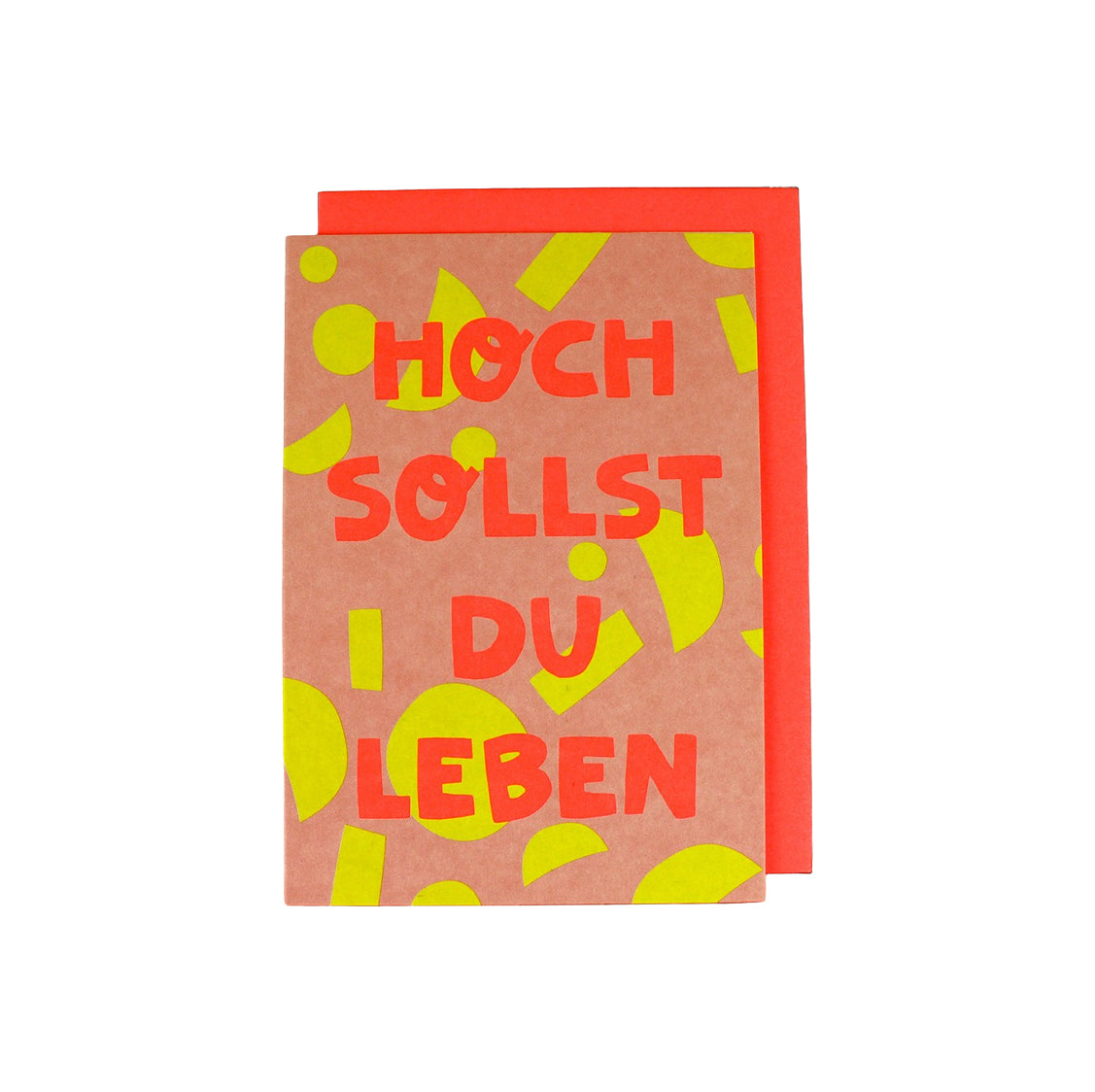 Klappkarte Hoch sollst Du leben - Geo-Muster rose/gelb/neonorange