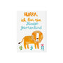 Postkarte Kindergartenkind mit Löwe