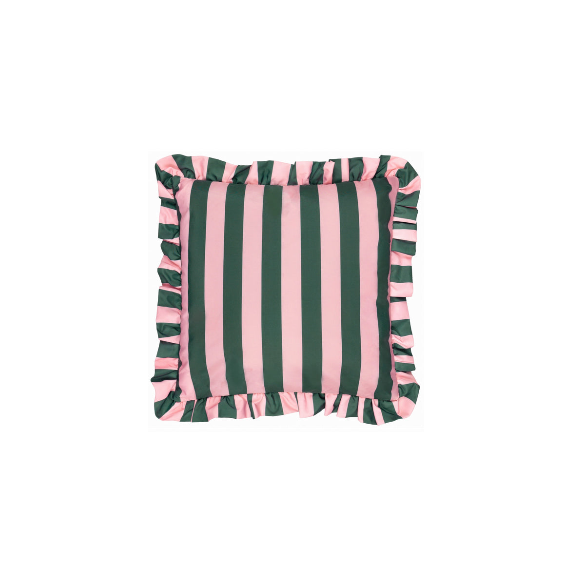Outdoor-Kissenhülle gestreift Palm Royale rosa/grün, 50 x 50 cm – zuckerbunt
