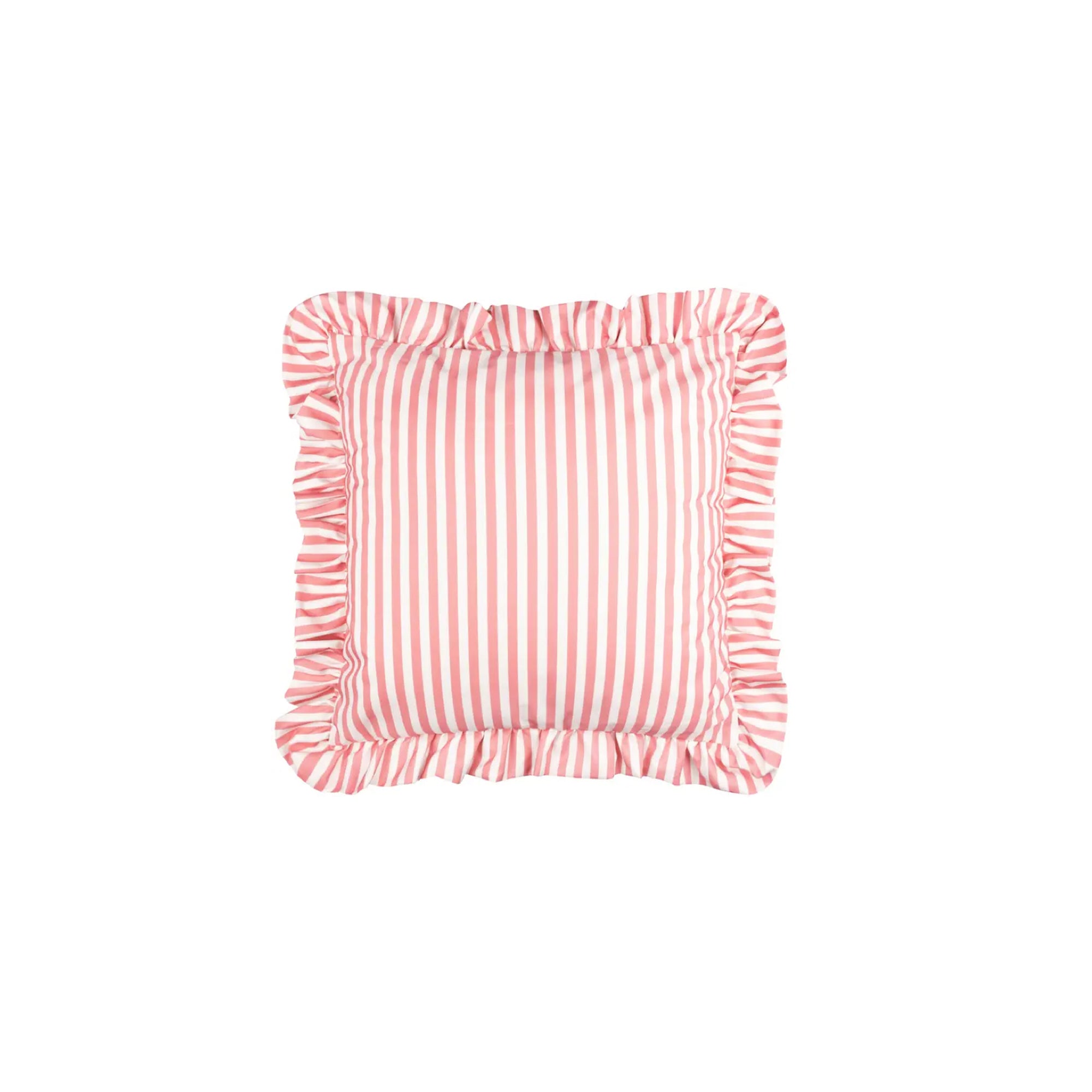 Outdoor-Kissenhülle Millie Ruffle gestreift rosa, 50 x 50 cm