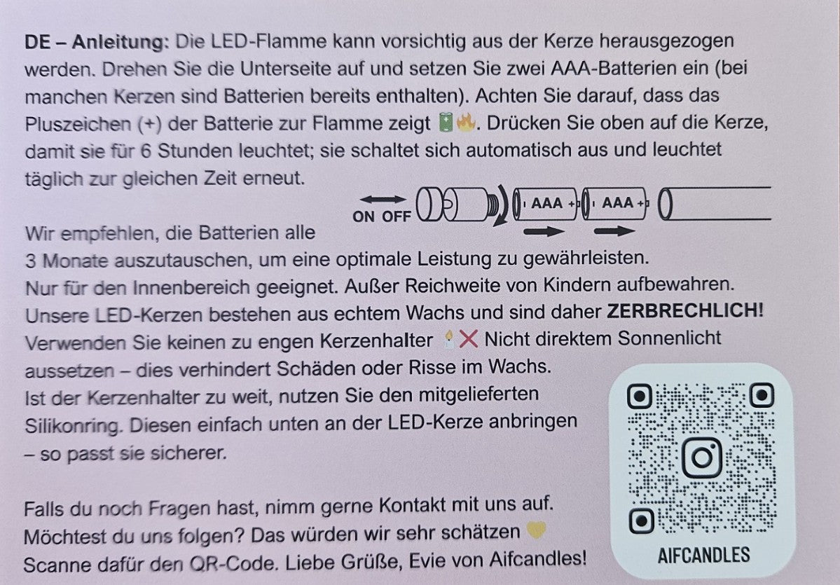 LED-Kerze Smiley 2er-Set pink, 25cm hoch