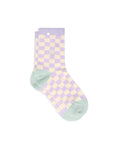 Damensocken kariert violett/gelb/grün, One Size 36-40