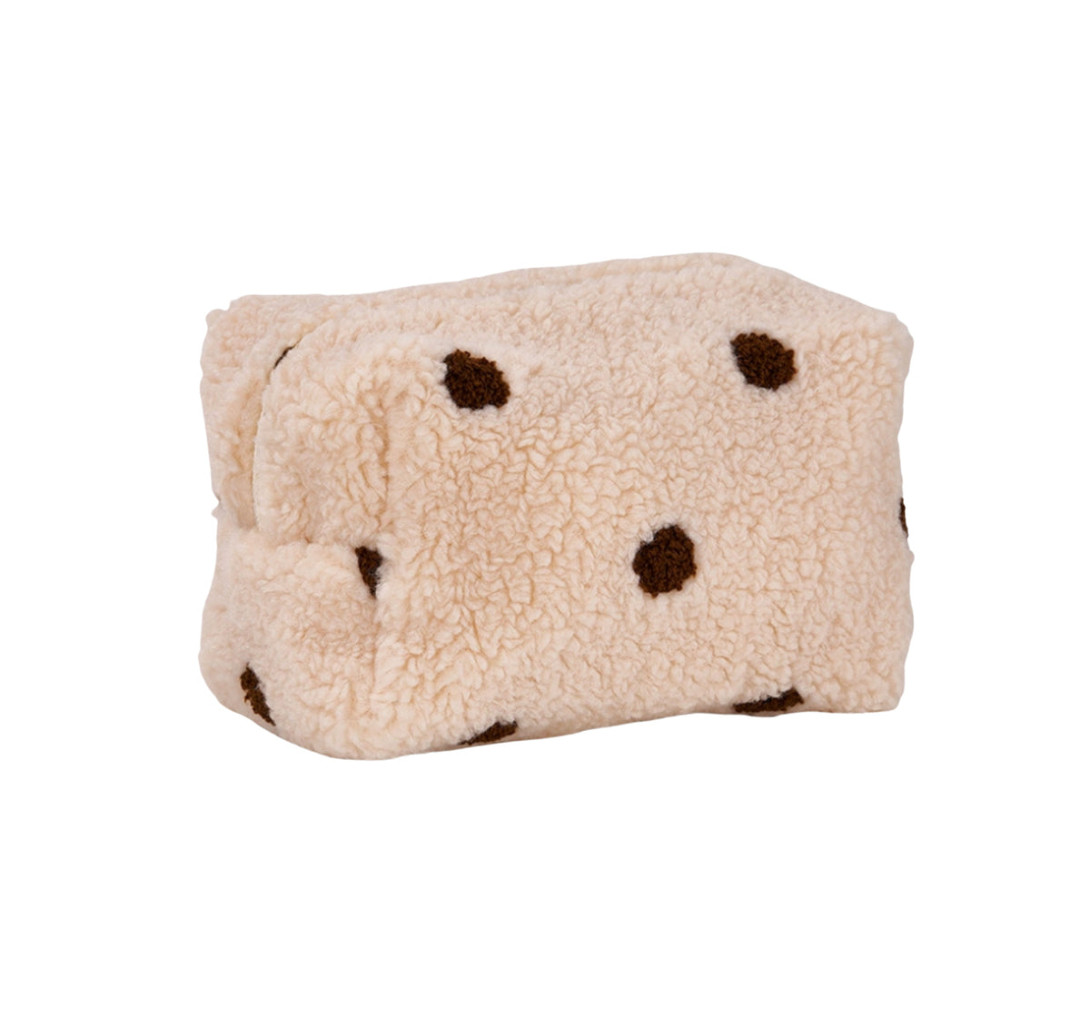 Teddy-Kosmetiktasche Punkte beige-braun, ca. 17x11x10 cm