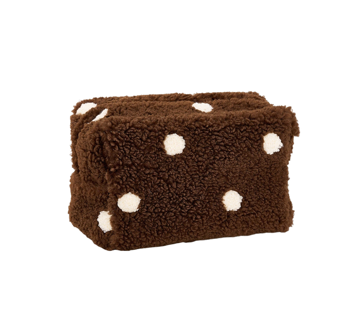 Teddy-Kosmetiktasche Punkte braun-beige, ca. 17x11x10 cm
