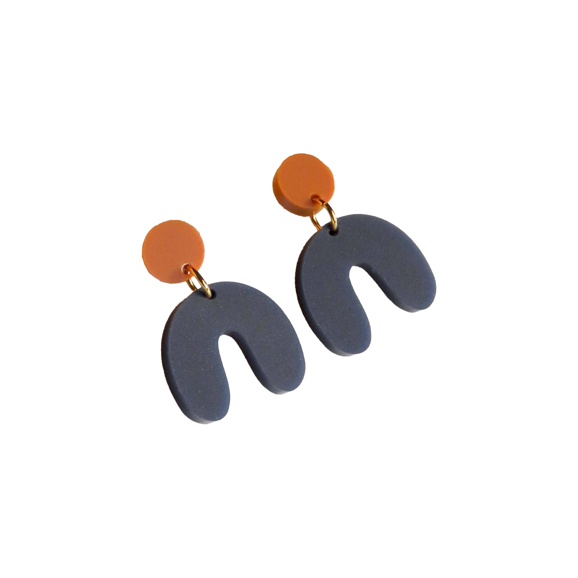 Ohrringe Arch Bogen, terracotta-dunkelblau