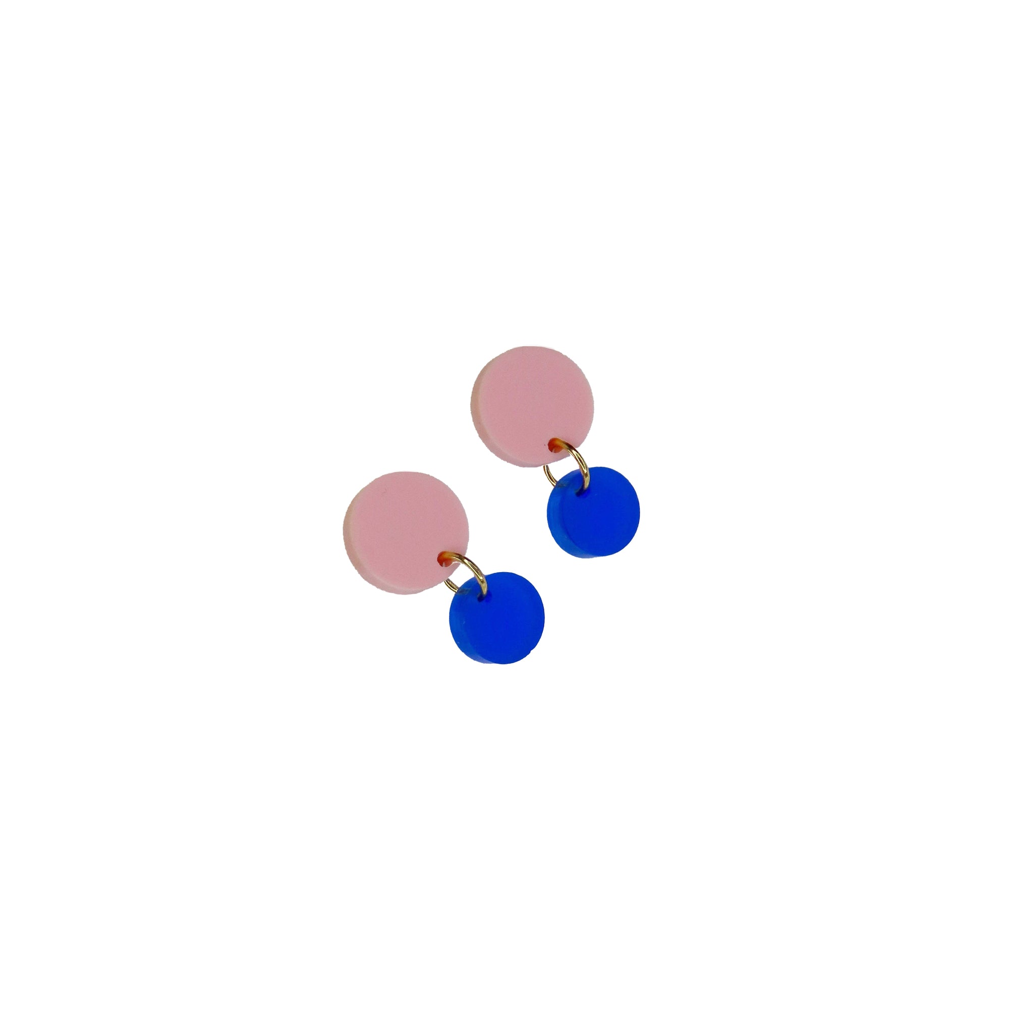 Ohrringe Big Dotty, hellrosa-tiefblau
