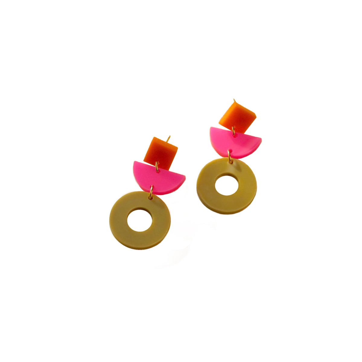 Ohrringe Statement, orange-pink-beige