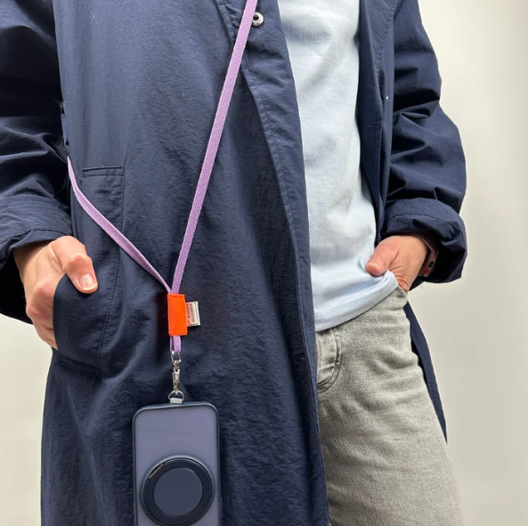 Handykette flieder-neonorange, ca. 75 cm