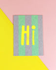 Postkarte Hi - flieder/mint/neongelb