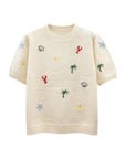 Strickshirt mit Sommermustern beige, One Size