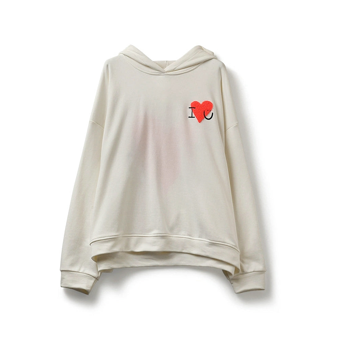 Hoodie mit Bouclé‑Herz creme, One Size