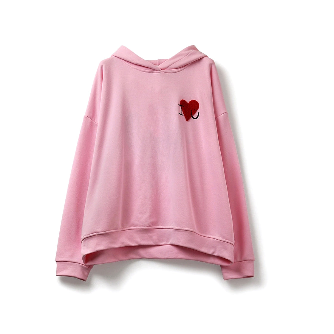 Hoodie mit Bouclé-Herz rosa, One Size