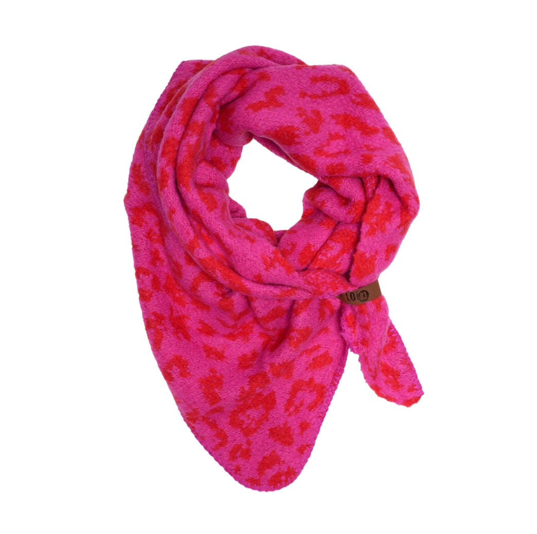 Schal Leopardenmuster pink-rot