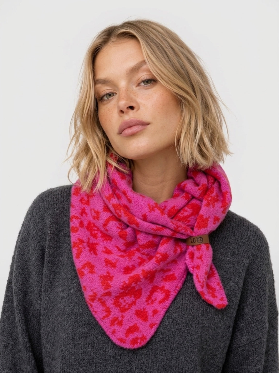 Schal Leopardenmuster pink-rot