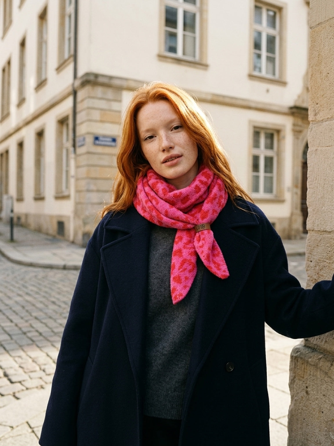 Schal Leopardenmuster pink-rot