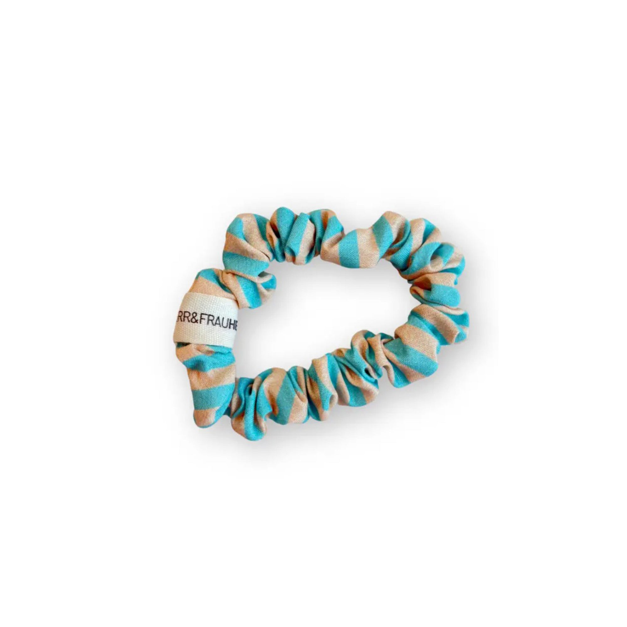 Scrunchie gestreift beige - türkis, Ø 6 cm