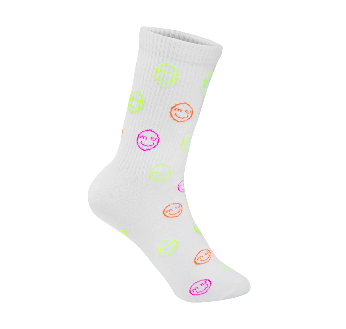 Socken Smiley weiss-neon