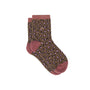 Glitzernde Damensocken Leopardenmuster braun-altrosa, One Size 36-40