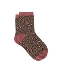 Glitzernde Damensocken Leopardenmuster braun-altrosa, One Size 36-40