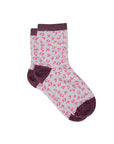 Glitzernde Damensocken Leopardenmuster weiss/weinrot, One Size 36-40