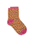 glitzernde Damensocken Leopardenmuster orange-rosa, One Size 36-40