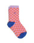 Damensocken kariert orange/violett, One Size 36-40