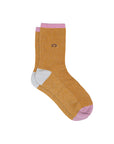 Glitzernde Damensocken Vintage-Stil senfgelb/rosa, One Size 36-40