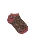 Glitzernde Knöchelsocken Leopardenmuster braun/rosa, One Size 36-40